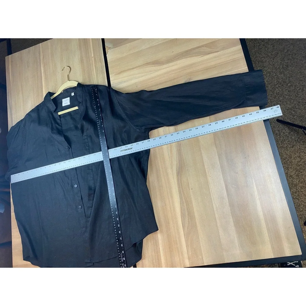 Baird McNutt Murano Linen Shirt‎ Mens 2XB Oversized Black Collared Top - Picture 4 of 4